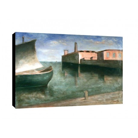 Quadro Carlo Carra Art. 01 cm 50x70 Trasporto Gratis intelaiato pronto da appendere  tela Canvas