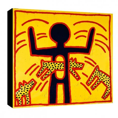 Quadro Keith Haring Art. 01 cm 50x50 Trasporto Gratis intelaiato pronto da appendere  tela Canvas