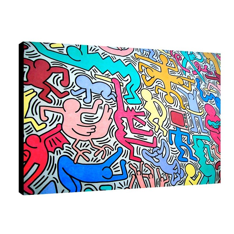 Fatto in Italia Esame Retrospettivo Haring Quadro su Tela Khr016 Alta qualità Certificata Fine Art Giclée 50x30 cm 