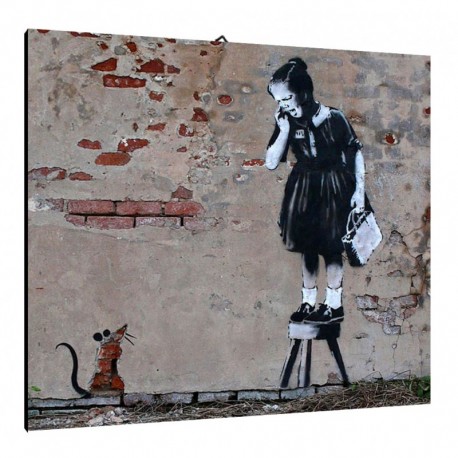 Quadro Banksy Art. 01 cm 35x35Trasporto Gratis intelaiato pronto da appendere Stampa su tela Canvas