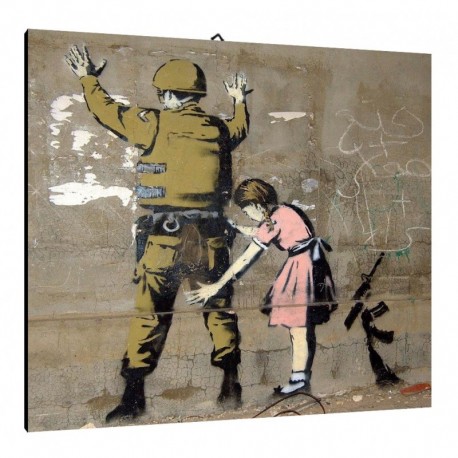 Quadro Banksy Art. 03 cm 50x50 Trasporto Gratis intelaiato pronto da appendere Stampa su tela Canvas