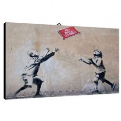 Quadro Banksy Art. 13 cm 50x70 Trasporto Gratis intelaiato pronto da appendere Stampa su tela Canvas