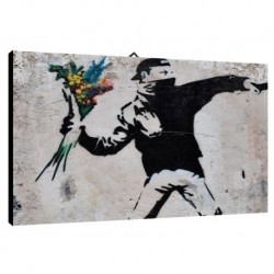 Quadro Banksy Art. 15 cm 35x50 Trasporto Gratis intelaiato pronto da appendere Stampa su tela Canvas