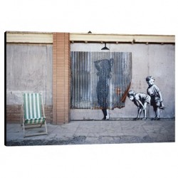 Quadro Banksy Art. 19 cm 35x50 Trasporto Gratis intelaiato pronto da appendere Stampa su tela Canvas