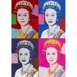 Quadro Warhol Art. 63 Regina Elisabetta cm 35x50 Trasporto Gratis intelaiato pronto da appendere Stampa su tela Canvas