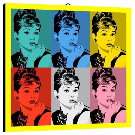 1v Quadro Warhol Audrey Hepburn Art. 07 cm 35x50 Arredo  Trasporto Gratis intelaiato pronto da appendere Stampa su tela Canvas