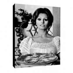 Quadro Mangiaspaghetti Art. 35 Sofia Loren cm 35x50 Trasporto Gratis intelaiato pronto da appendere Stampa su tela Canvas