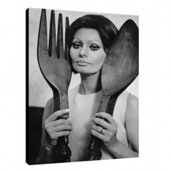 Quadro Mangiaspaghetti Art. 37 Sofia Loren cm 35x50 Trasporto Gratis intelaiato pronto da appendere Stampa su tela Canvas