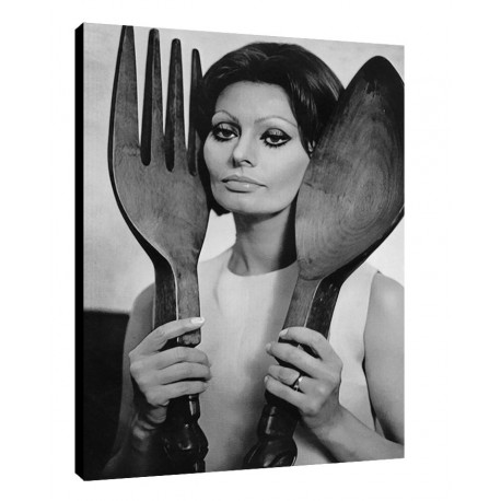 Quadro Mangiaspaghetti Art. 37 Sofia Loren cm 35x50 Trasporto Gratis intelaiato pronto da appendere Stampa su tela Canvas