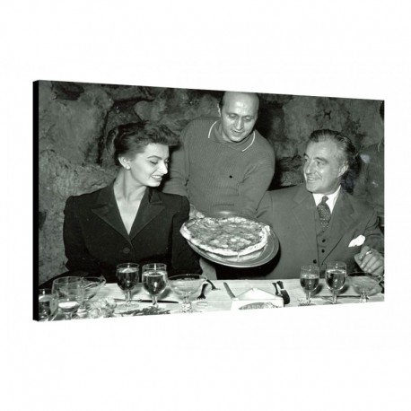 Quadro Mangiaspaghetti Art. 54 Sofia Loren cm 35x50 Trasporto Gratis intelaiato pronto da appendere Stampa su tela Canvas