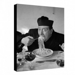 Quadro Mangiaspaghetti Art. 56 Don Camillo cm 35x50 Trasporto Gratis intelaiato pronto da appendere Stampa su tela Canvas
