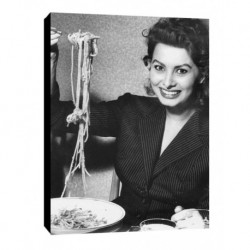 Quadro Mangiaspaghetti Art. 10 Sofia Loren cm 50x70 Trasporto Gratis intelaiato pronto da appendere Stampa su tela Canvas