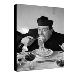 Quadro Mangiaspaghetti Art. 06 Don Camillo cm 35x50 Trasporto Gratis intelaiato pronto da appendere Stampa su tela Canvas