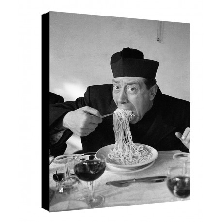 Quadro Mangiaspaghetti Art. 06 Don Camillo cm 35x50 Trasporto Gratis intelaiato pronto da appendere Stampa su tela Canvas