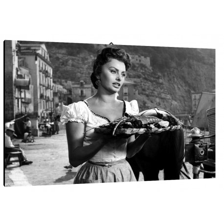 Quadro Mangiaspaghetti Art. 70 Sofia Loren cm 35x50 Trasporto Gratis intelaiato pronto da appendere Stampa su tela Canvas