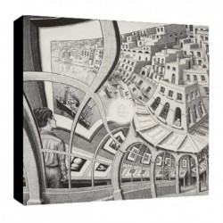 Quadro Escher Art. 09 cm 35x50 Trasporto Gratis intelaiato pronto da appendere Stampa su tela Canvas