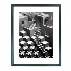 Quadro Escher cod. 02  cm. 40x50 pronto da appendere con passepartout  comprensivo di cornice, gancio e plexiglass