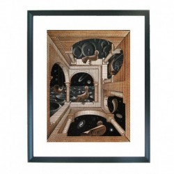 Quadro Escher cod. 37  cm. 40x50 pronto da appendere con passepartout  comprensivo di cornice, gancio e plexiglass