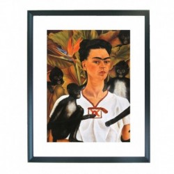 Quadro Frida-Kalo cod. 15  cm. 40x50 pronto da appendere con passepartout  comprensivo di cornice, gancio e plexiglass