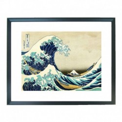 Quadro Hokusai cod. 01  cm. 40x50 pronto da appendere con passepartout  comprensivo di cornice, gancio e plexiglass