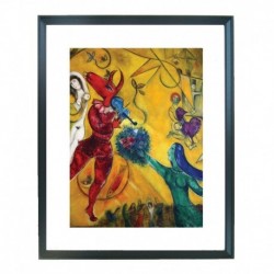 Quadro Chagall cod. 09 cm. 40x50 pronto da appendere con passepartout  comprensivo di cornice, gancio e plexiglass