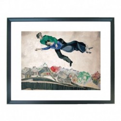 Quadro Chagall cod. 11 cm. 40x50 pronto da appendere con passepartout  comprensivo di cornice, gancio e plexiglass